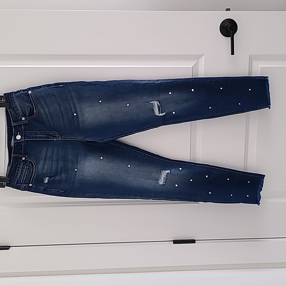 Denim - Women's Mid Rise Skinny Jeans Ripped Stretch Jeans Boyfriend Distressed